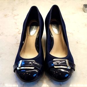 Alfani Step n Flex Navy Cloth Wedge, 2.25 inches, Vegan, 7.5